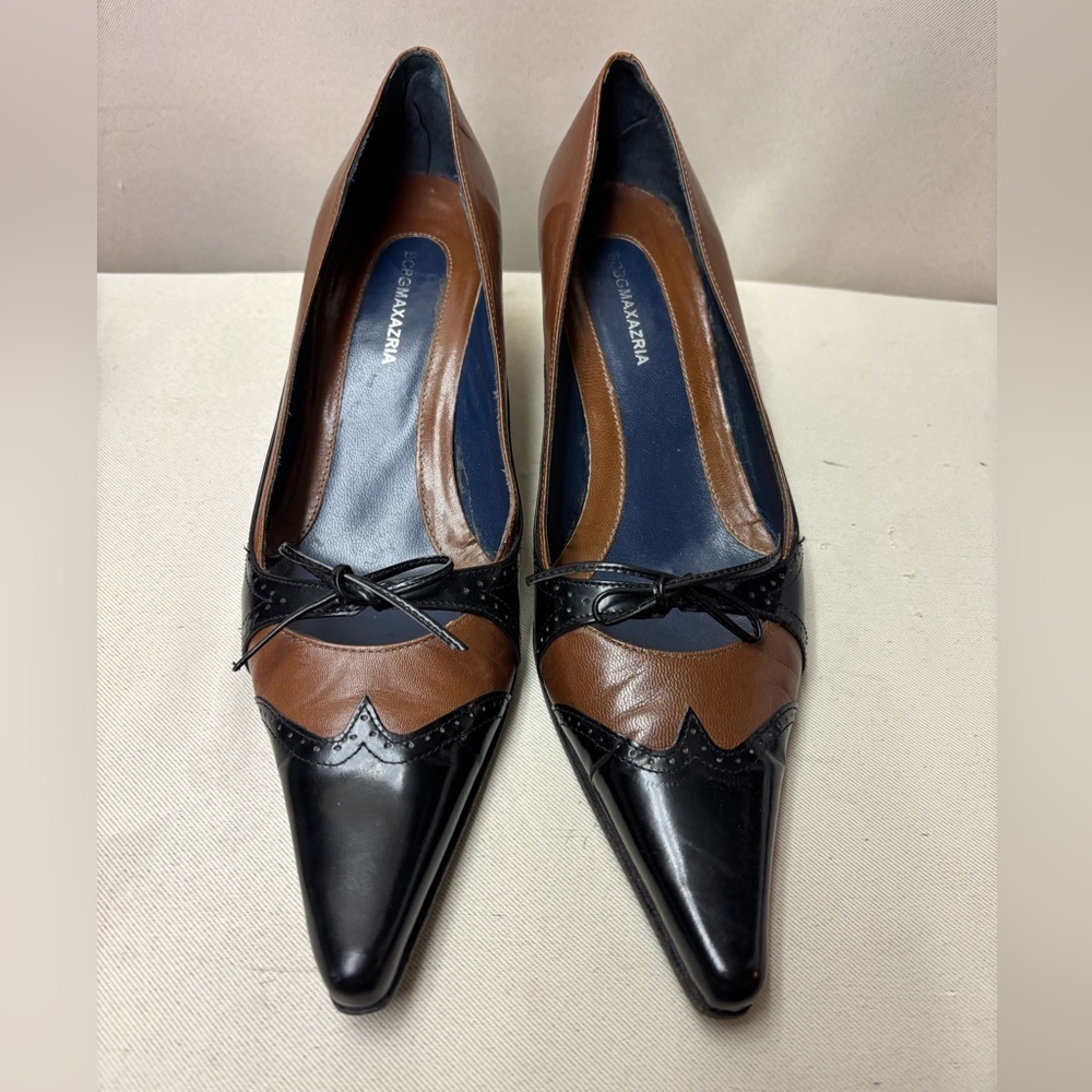 BCBGMaxazria Vintage y2k kitten heels size 10/41 Color Black/Cognac - Picture 2 of 10